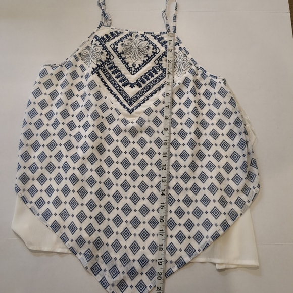 About Girl Blue and White Embroidered Tank Top , Size S - Picture 5 of 9